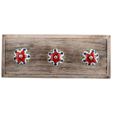 Green Triangle Ceramic Wooden Hooks